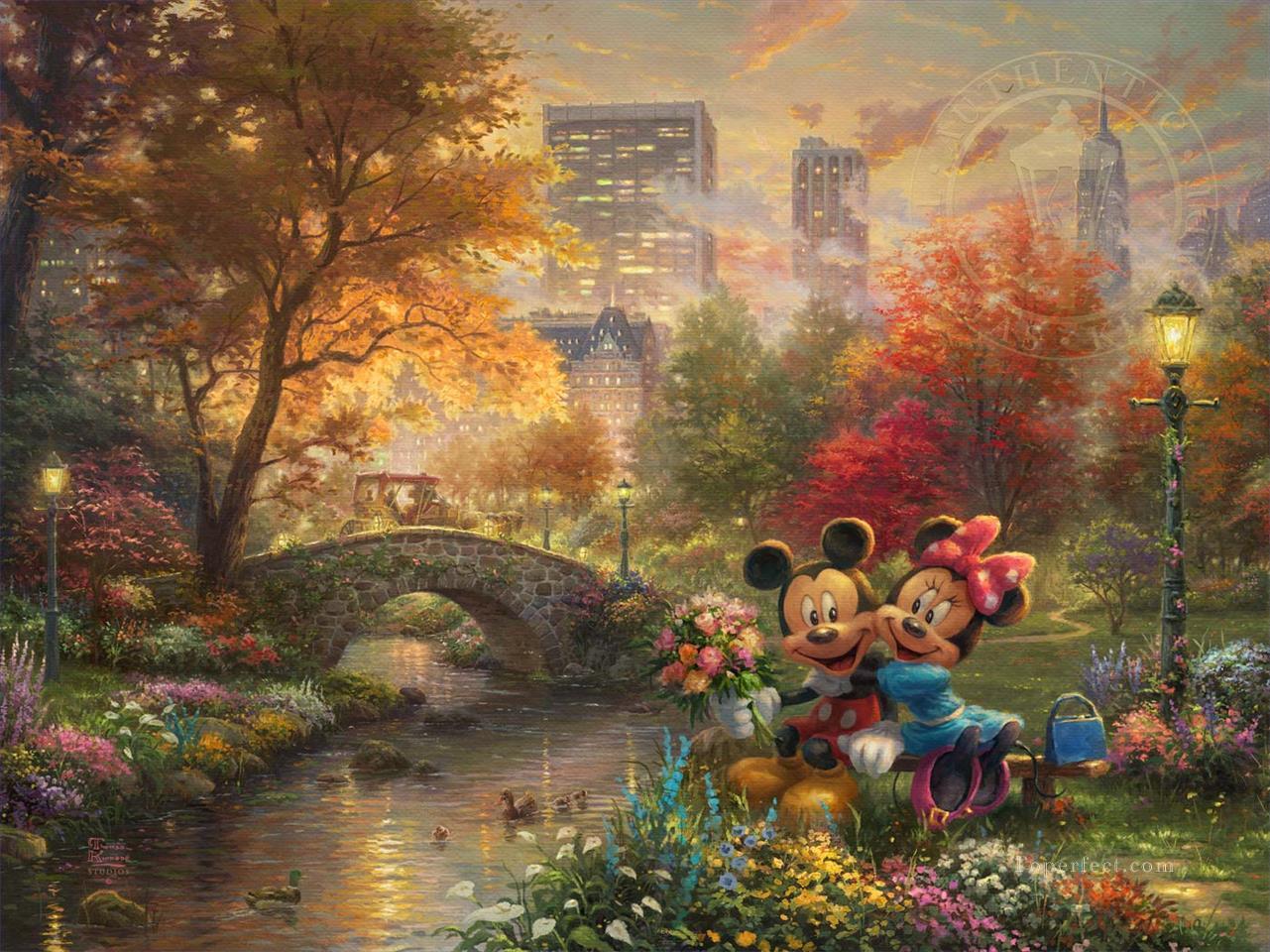 Mickey and Minnie Sweetheart Central Park TK Disney Oil Paintings